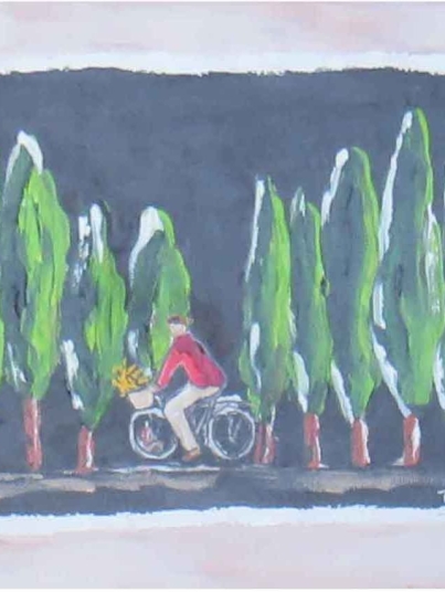 Painting Of Bicycle Rider